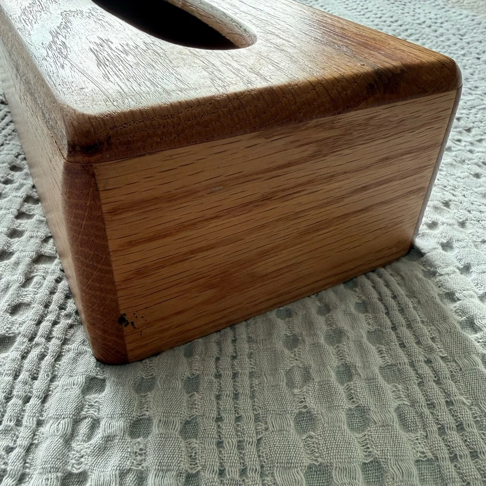 Wooden Tissue Box Cover - Natural Brown